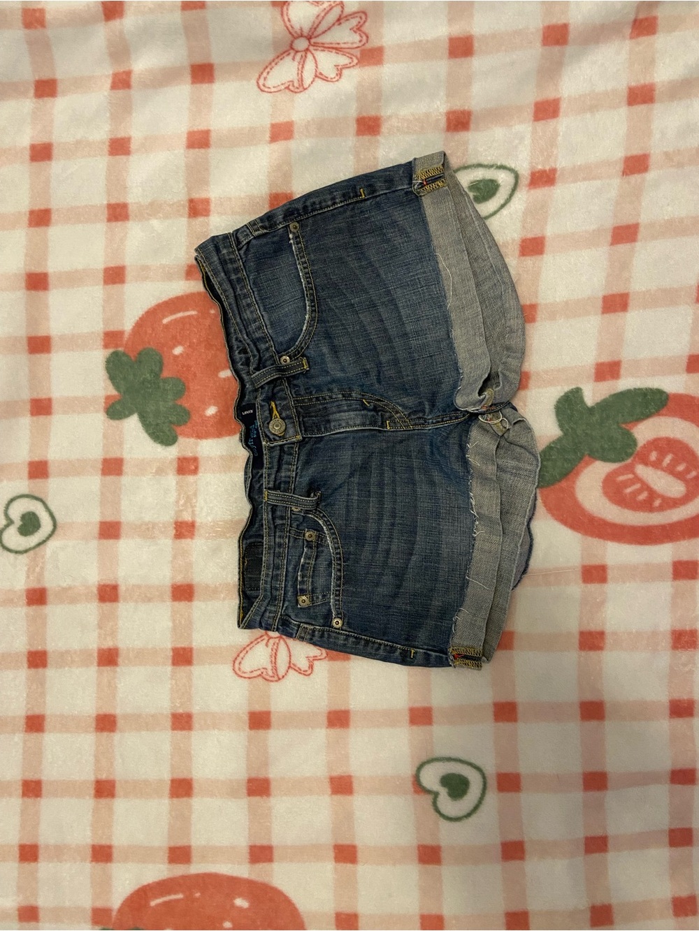 Levi's Girls Blue Denim Rolled-Hem Shorts